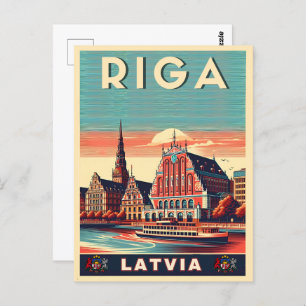 Riga Stad, Letland Baltische cultuur  geschenken Briefkaart