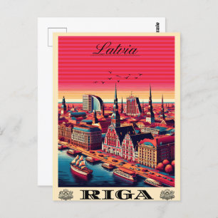 Riga Stad, Letland Baltische cultuur  geschenken Briefkaart