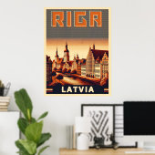 Riga Stad, Letland Baltische cultuur  geschenken Poster (Thuiskantoor)