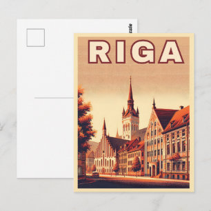 Riga Stad, Letland Baltische cultuur vintage gesch Briefkaart