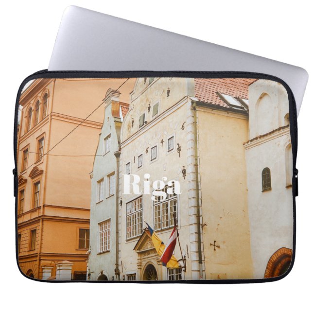 Riga Stadspanorama Flexibele Fotomagneet Laptop Sleeve (Voorkant)
