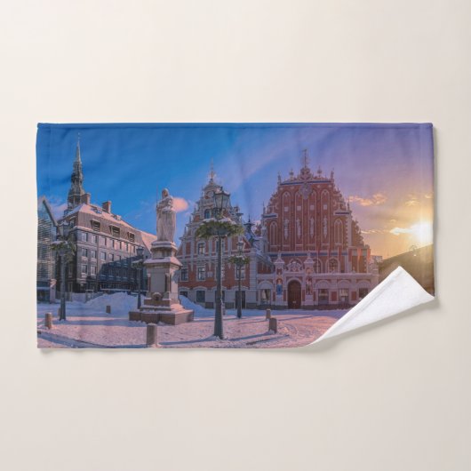 Riga Town Hall Square in de winter Bad Handdoek (Handdoek)