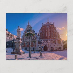 Riga Town Hall Square in de winter Briefkaart