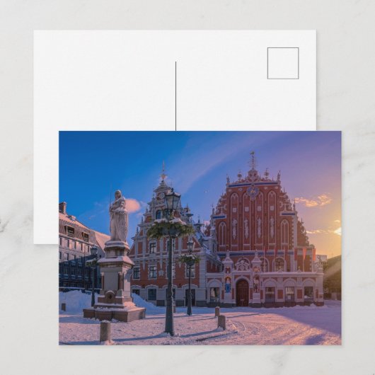 Riga Town Hall Square in de winter Briefkaart (Voorkant / Achterkant)