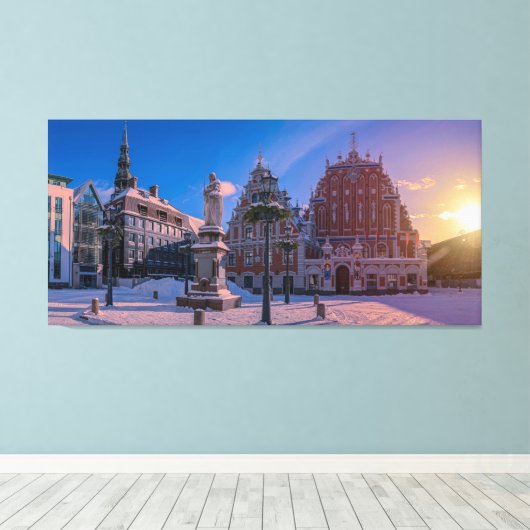 Riga Town Hall Square in de winter Canvas Afdruk (Insitu (Houten vloer))