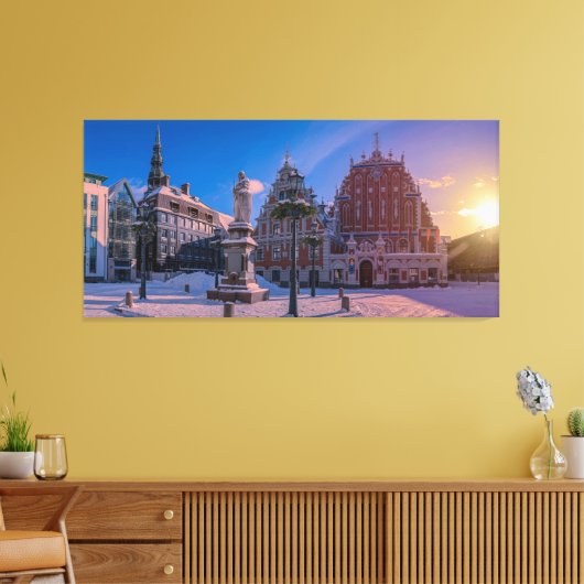 Riga Town Hall Square in de winter Canvas Afdruk (Insitu (Woonkamer))
