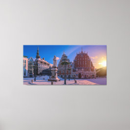 Riga Town Hall Square in de winter Canvas Afdruk