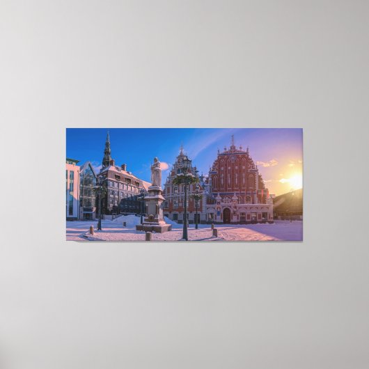 Riga Town Hall Square in de winter Canvas Afdruk (Voorkant)