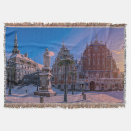 Riga Town Hall Square in de winter Deken