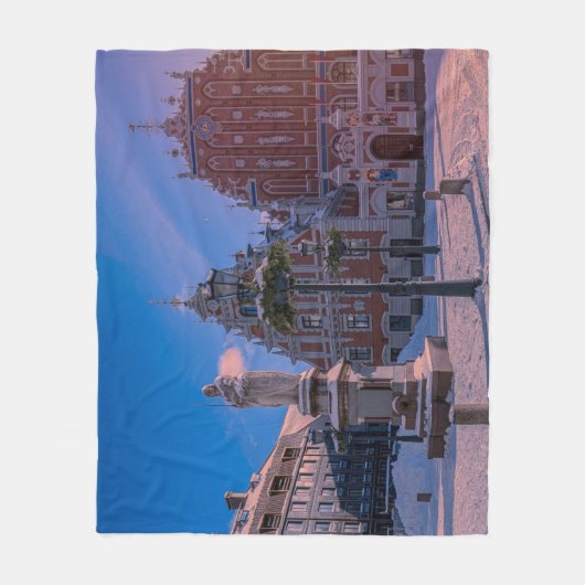 Riga Town Hall Square in de winter Fleece Deken (Voorkant)
