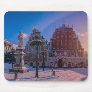 Riga Town Hall Square in de winter Muismat