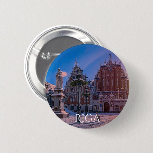 Riga Town Hall Square in de winter Ronde Button 5,7 Cm (Voorkant /achterkant)