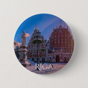 Riga Town Hall Square in de winter Ronde Button 5,7 Cm
