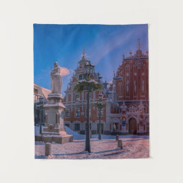 Riga Town Hall Square in de winter Wandkleed