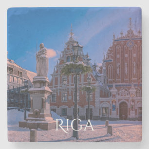 Riga Town Hall Square in het Onderzetter van de wi