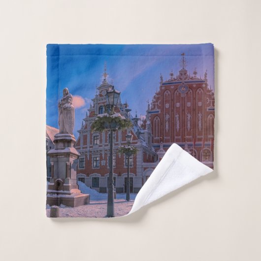 Riga Town Hall Square in winter Canvas Print Washandje (Wasdoekje)