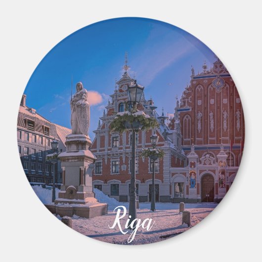 Riga Town Hall Square op winterplein Magneet (Voorkant)