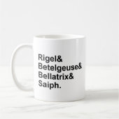 Rigel Betelgeuse Bellatrix Saiph | Sterren Orion Koffiemok (Links)