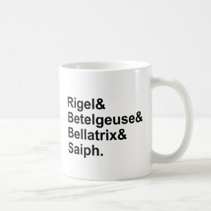 Rigel Betelgeuse Bellatrix Saiph Sterren Orion Koffiemok