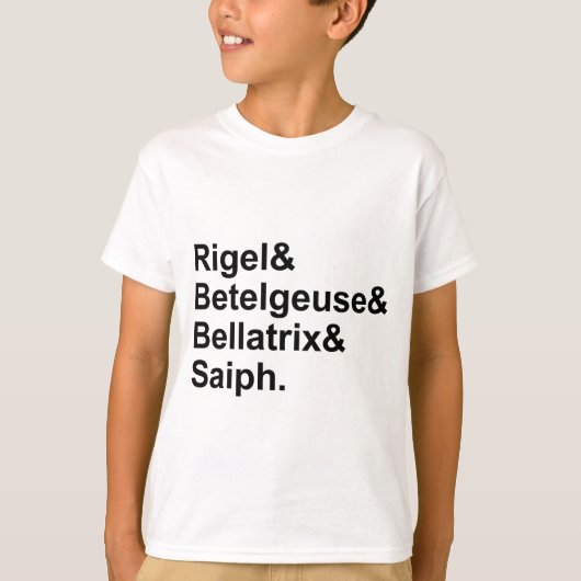 Rigel Betelgeuse Bellatrix Saiph | Sterren Orion T-shirt (Voorkant)