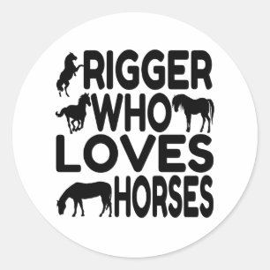 Rigger die houdt van paarden ronde sticker