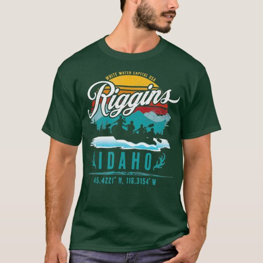 Riggins Idaho River Rafting White Water Capital T-shirt (Voorkant)