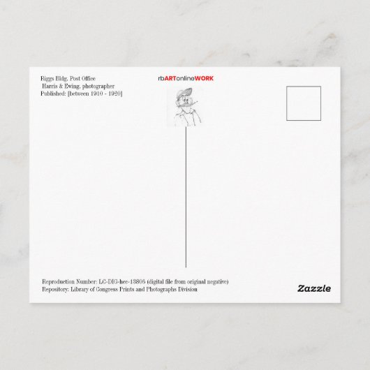 Riggs Building Post Kantoor Briefkaart (Achterkant)