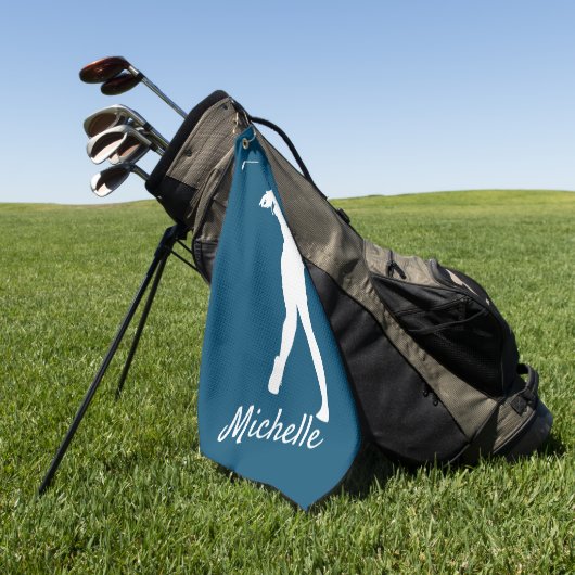 Righthanded "golfer Michelle" blue Golf Golf Towel Golfhanddoek (Groen)