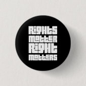 Rights Matter Right Matters (retro wit) Ronde Button 3,2 Cm (Voorkant)