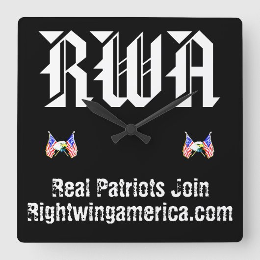 Rightwingamerica.com Vierkante Klok (Voorkant)