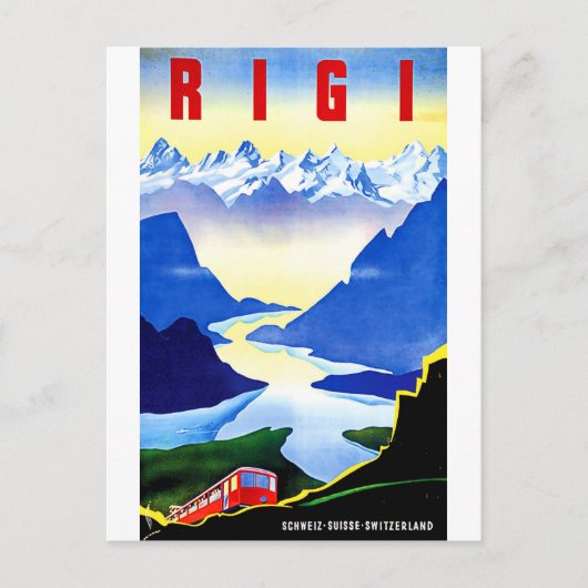 Rigi berrail, Zwitserland, vintage-reis Briefkaart (Voorkant)