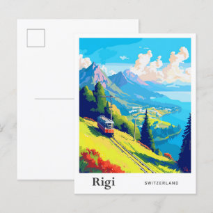 Rigi Zwitserland Reizen Kunst Vintage Illustratie Briefkaart