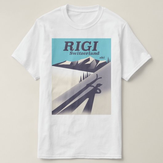 Rigi Zwitserland ski reisposter T-shirt (Design voorkant)