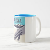 Rigi Zwitserland skiposter Tweekleurige Koffiemok (Voorkant rechts)