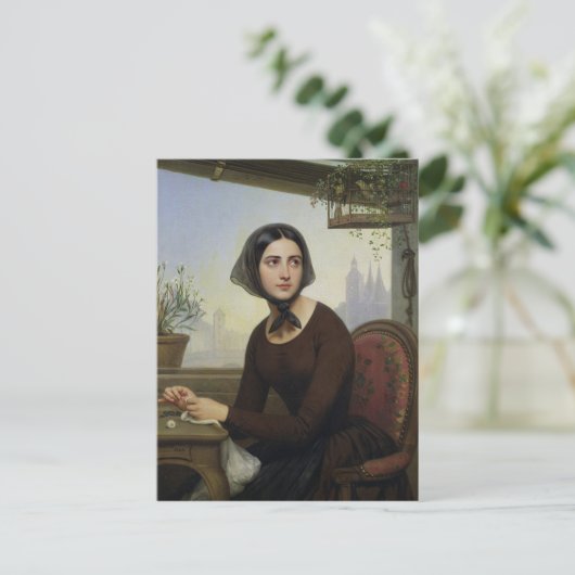 Rigolette probeert zichzelf af te leiden briefkaart (Staand voorkant)