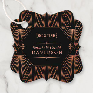 Rij 20s Grote Gatsby Copper Art Deco Wedding Bedankjes Labels