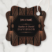 Rij 20s Grote Gatsby Copper Art Deco Wedding Bedankjes Labels (Achterkant)