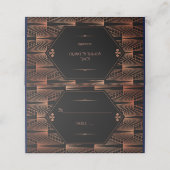 Rij 20s Grote Gatsby Copper Art Deco Wedding Plaatskaartje (Buitenkant ongevouwen)