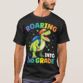 Rij 2e klas Dinosaur T Rex terug naar school T-shirt (Voorkant)