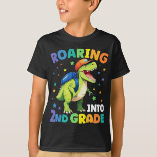 Rij 2e klas Dinosaur T Rex terug naar school T-shirt