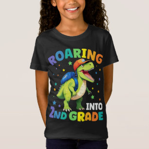 Rij 2e klas Dinosaur T Rex terug naar school T-shirt
