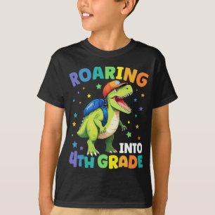 Rij 4e klas Dinosaur T Rex terug naar school T-shirt