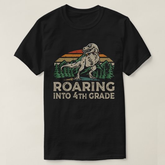 Rij 4e klas Dinosaur T Rex terug naar school T-shirt (Design voorkant)