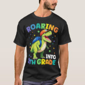Rij 4e klas Dinosaur T Rex terug naar school T-shirt (Voorkant)