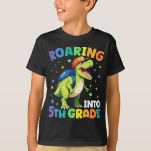 Rij 5e klas Dinosaur T Rex terug naar school T-shirt