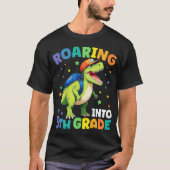 Rij 5e klas Dinosaur T Rex terug naar school T-shirt (Voorkant)