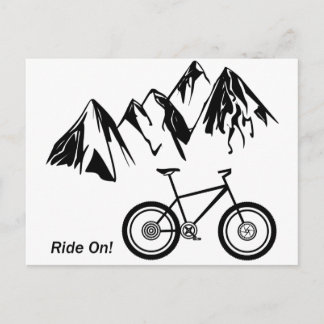 Rij aan! Mountain Bike Silhouette w/Mountains Briefkaart
