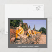 Rij Boeddha in Ayutthaya Thailand. Briefkaart (Voorkant / Achterkant)