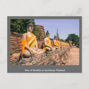Rij Boeddha in Ayutthaya Thailand. Briefkaart