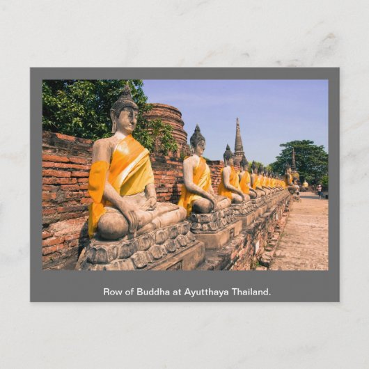 Rij Boeddha in Ayutthaya Thailand. Briefkaart (Voorkant)
